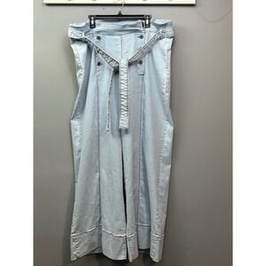Venus Wide Leg Jeans Womens 22 Light Wash Blue High Rise Belted Z211003 SP 23